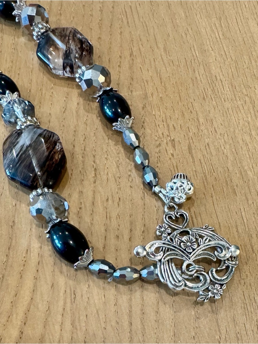 Artisan Upcycled Antique Victorian Belt Buckle Ghost Crystal Beaded 3 Piece Set🧁 - Picture 7 of 14